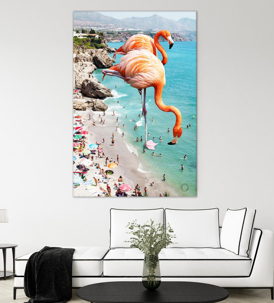 Flamingos on the beach by 83  oranges on GIANT ART - orange digital beach