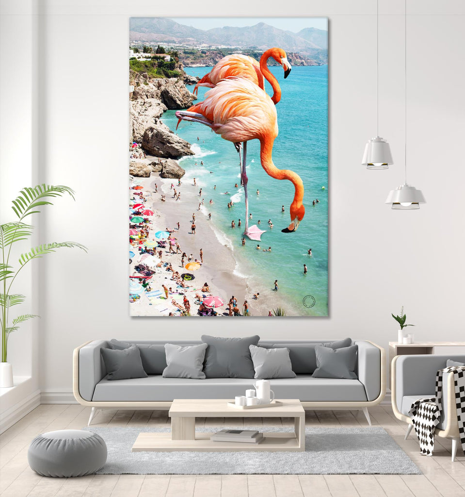 Flamingos on the beach by 83  oranges on GIANT ART - orange digital beach