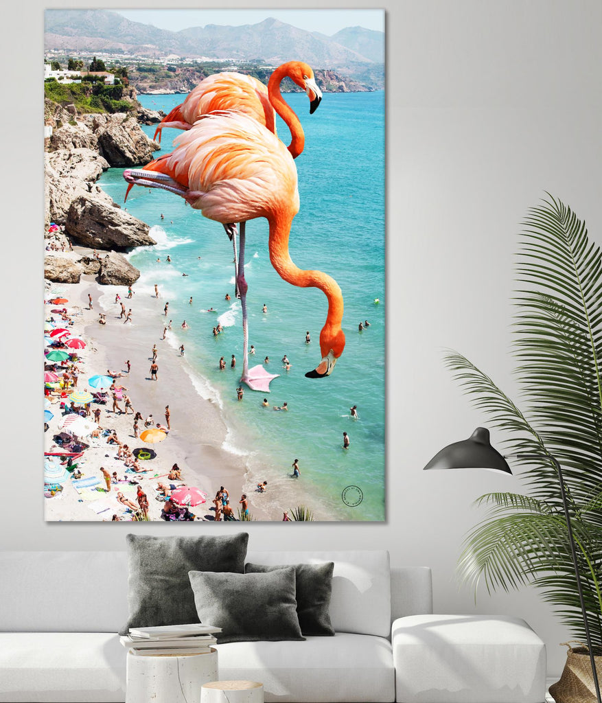 Flamingos on the beach by 83  oranges on GIANT ART - orange digital beach