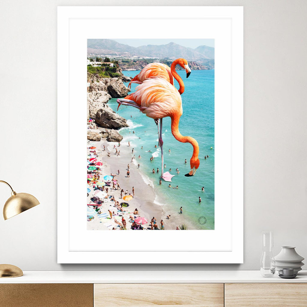 Flamingos on the beach by 83  oranges on GIANT ART - orange digital beach