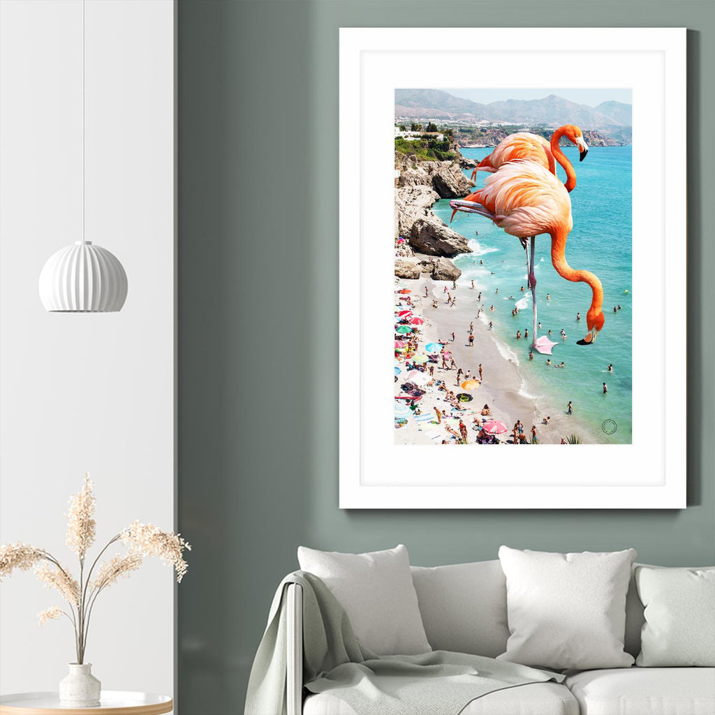 Flamingos on the beach by 83  oranges on GIANT ART - orange digital beach