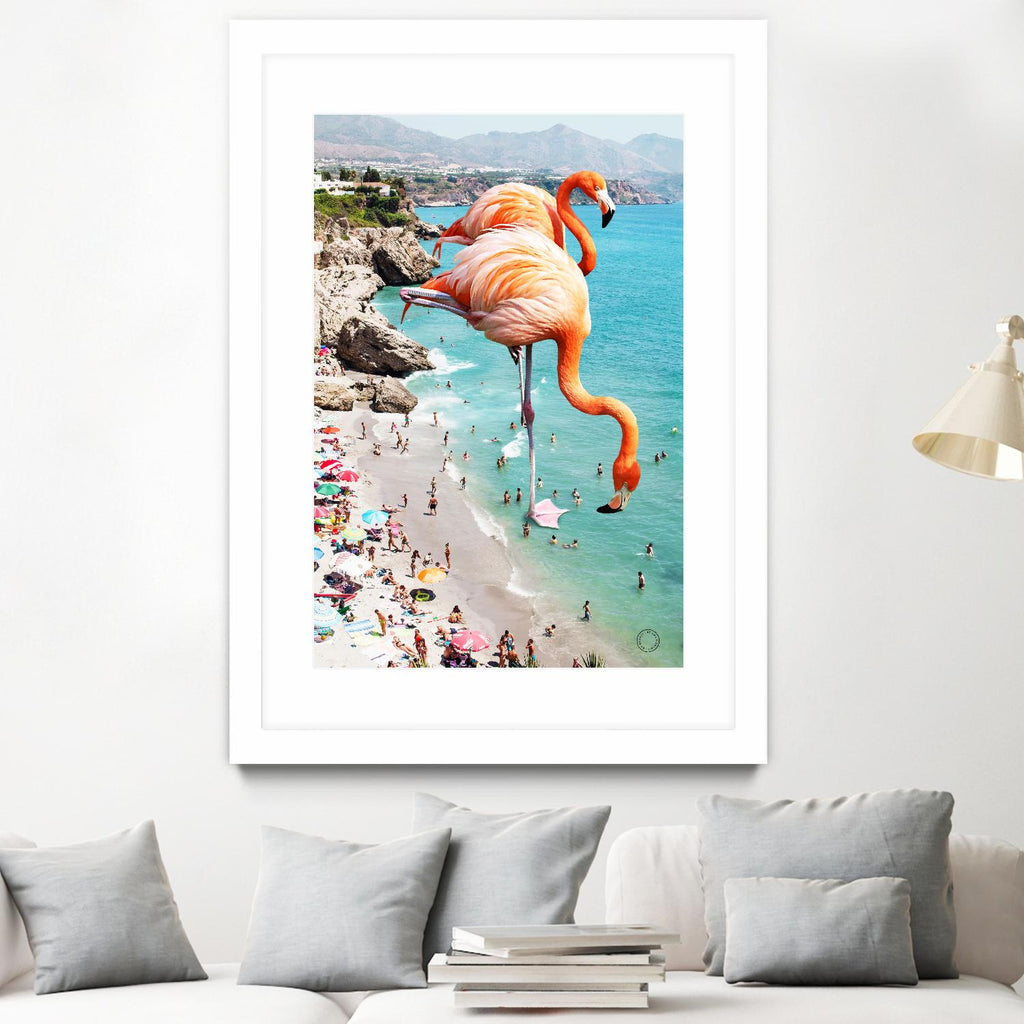 Flamingos on the beach by 83  oranges on GIANT ART - orange digital beach