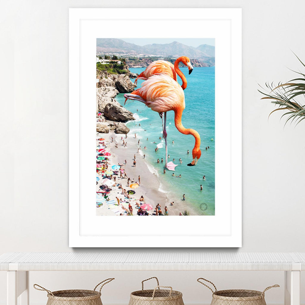 Flamingos on the beach by 83  oranges on GIANT ART - orange digital beach