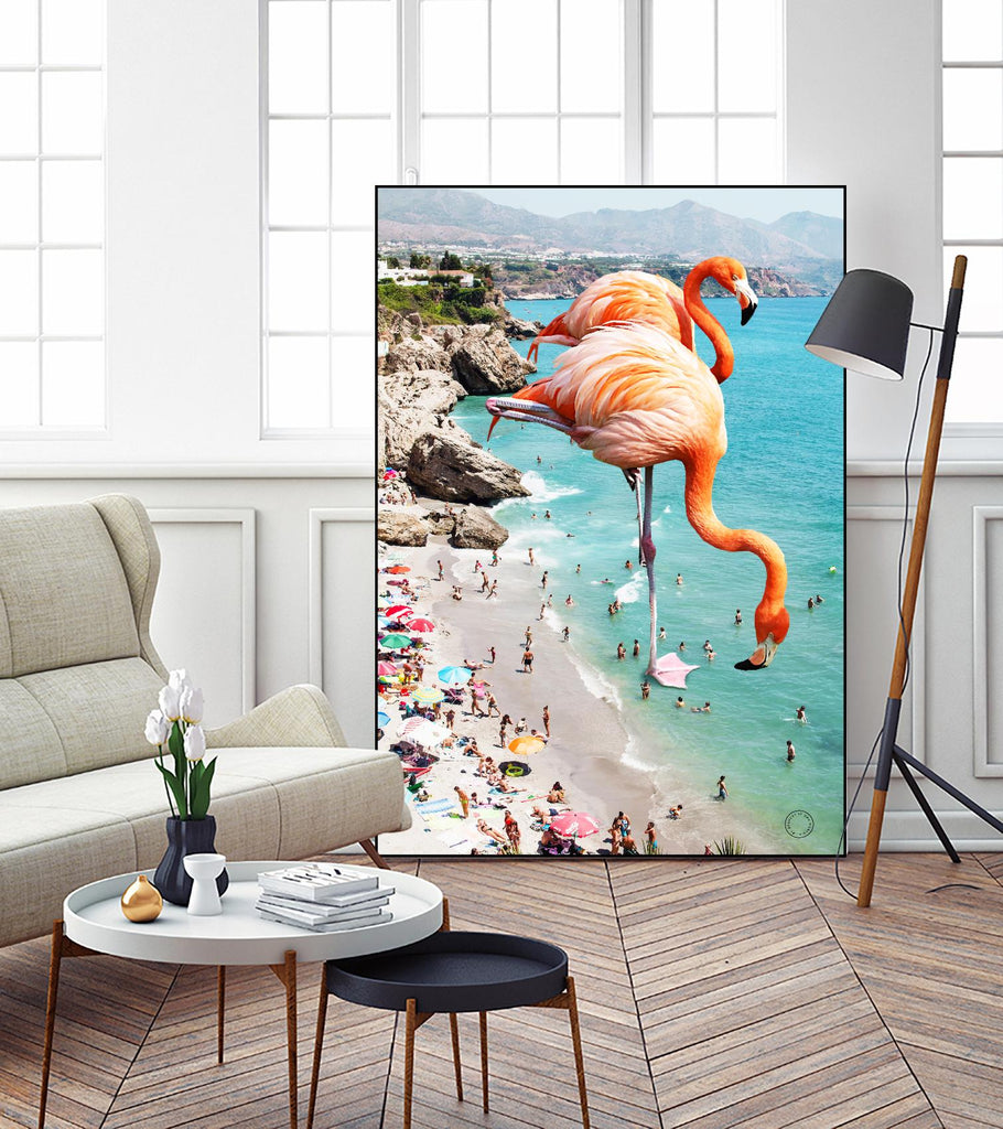 Flamingos on the beach by 83  oranges on GIANT ART - orange digital beach