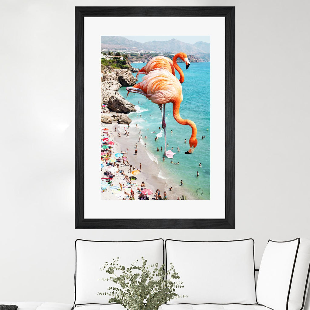 Flamingos on the beach by 83  oranges on GIANT ART - orange digital beach