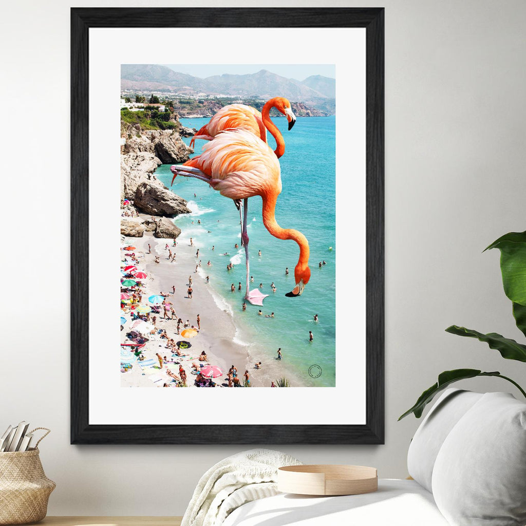 Flamingos on the beach by 83  oranges on GIANT ART - orange digital beach