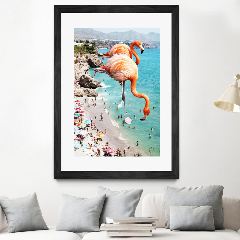 Flamingos on the beach by 83  oranges on GIANT ART - orange digital beach