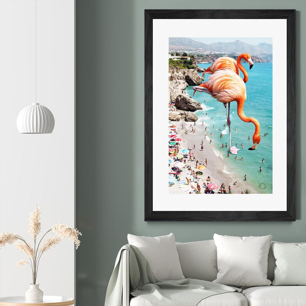 Flamingos on the beach by 83  oranges on GIANT ART - orange digital beach