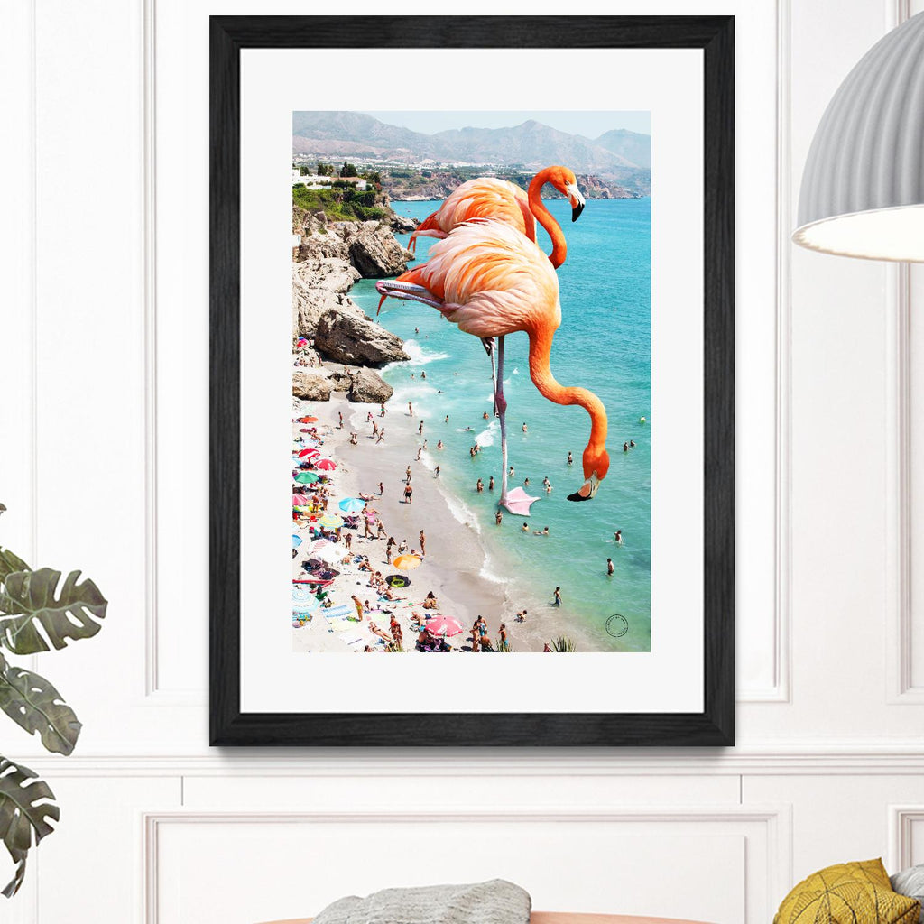 Flamingos on the beach by 83  oranges on GIANT ART - orange digital beach