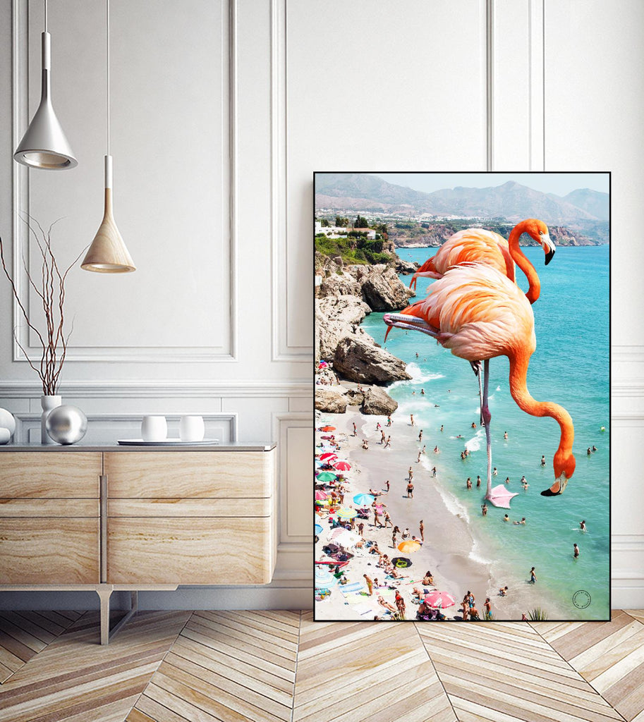 Flamingos on the beach by 83  oranges on GIANT ART - orange digital beach