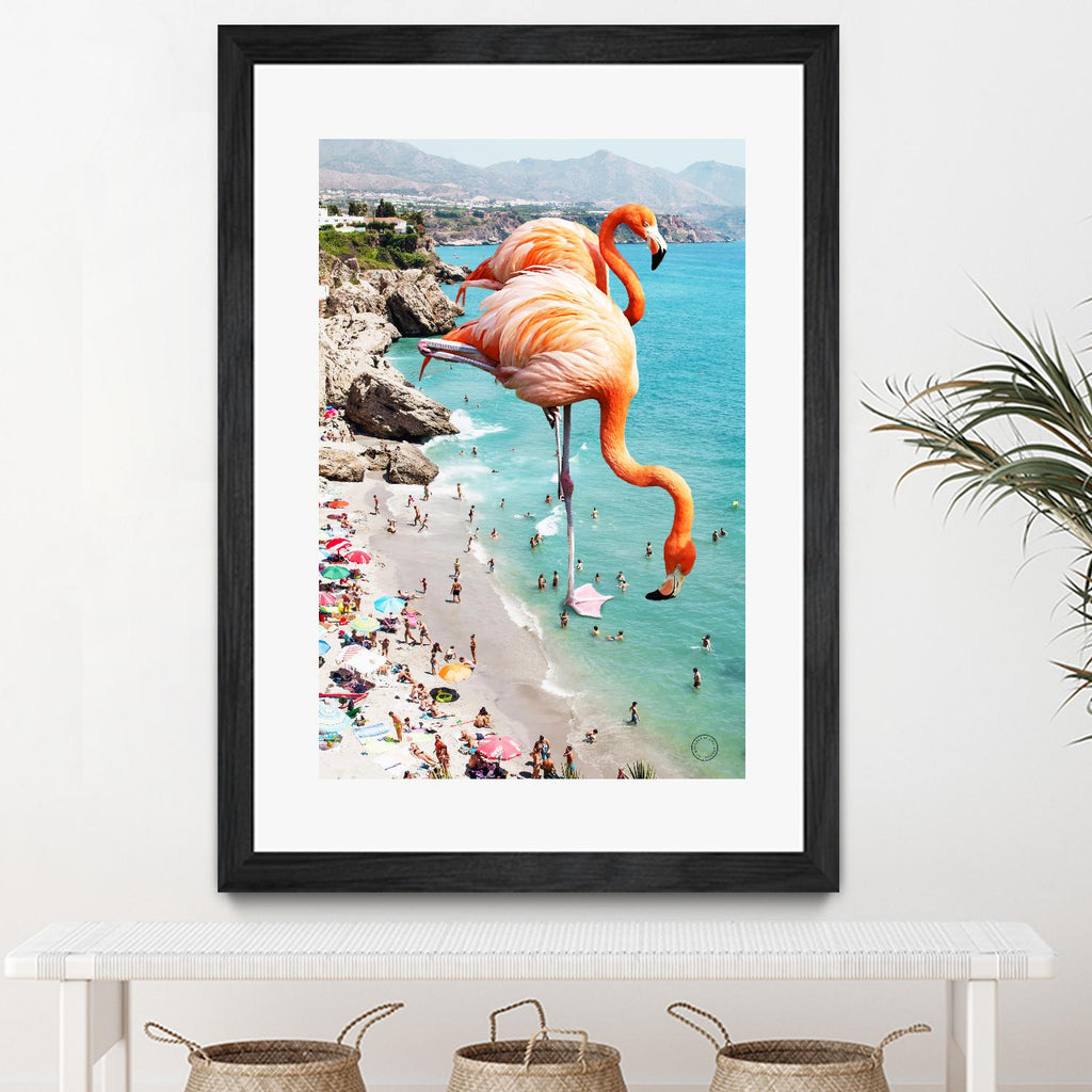 Flamingos on the beach by 83  oranges on GIANT ART - orange digital beach