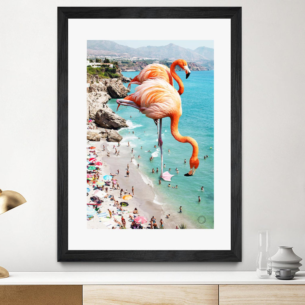 Flamingos on the beach by 83  oranges on GIANT ART - orange digital beach