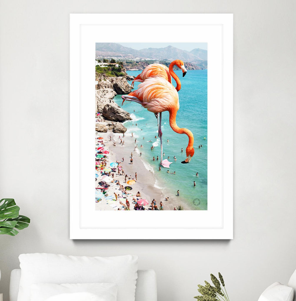 Flamingos on the beach by 83  oranges on GIANT ART - orange digital beach