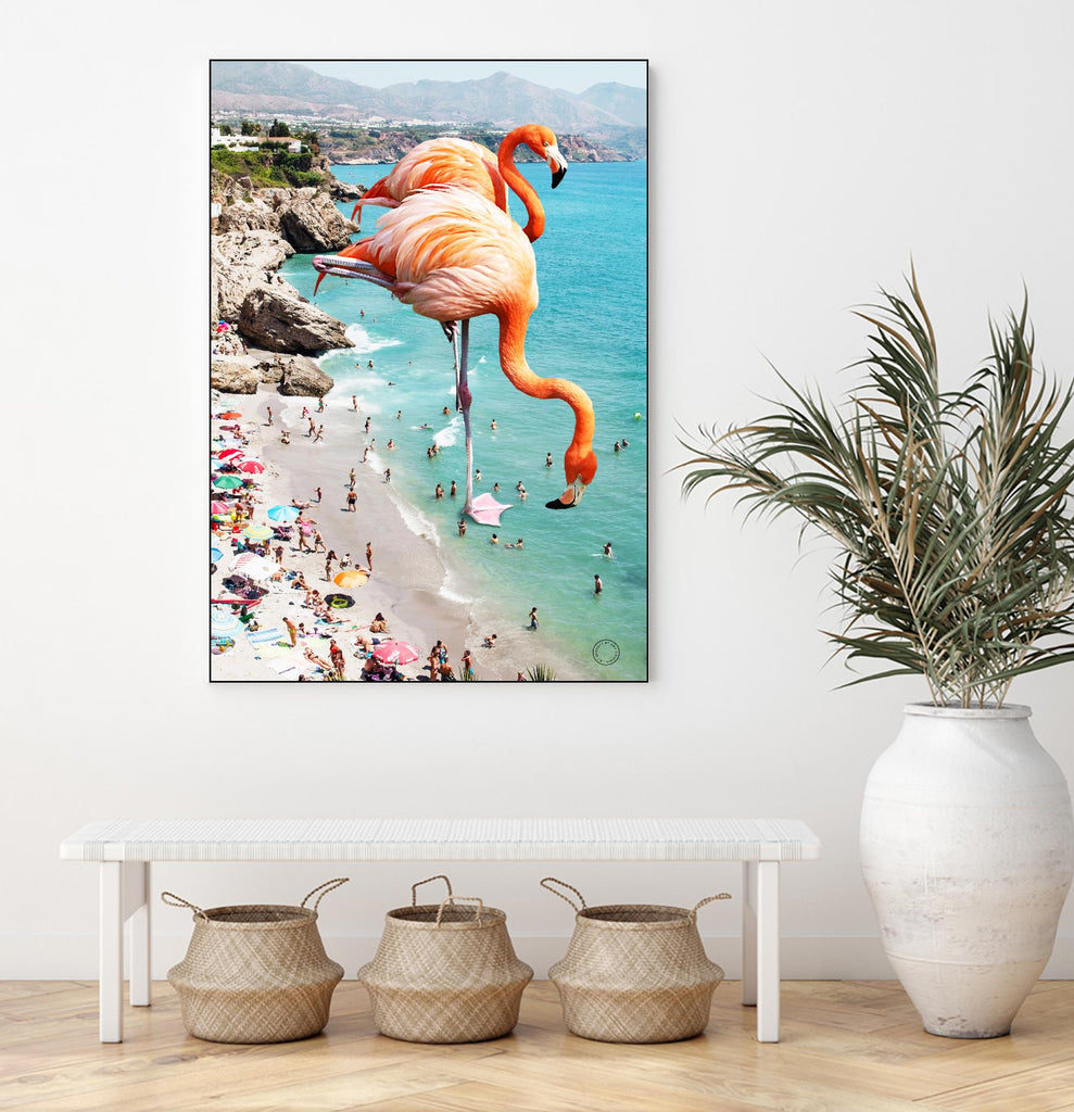 Flamingos on the beach by 83  oranges on GIANT ART - orange digital beach