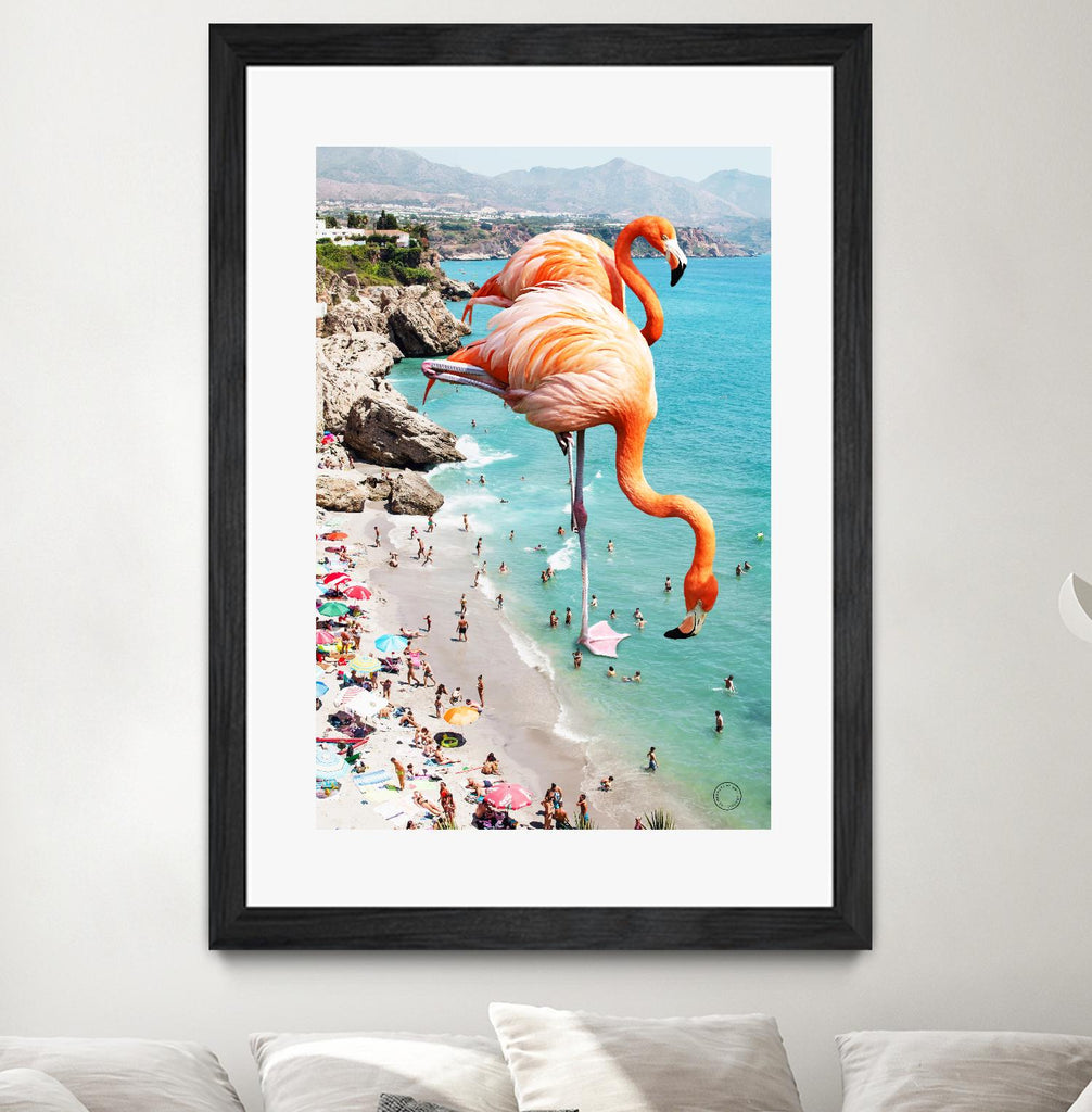 Flamingos on the beach by 83  oranges on GIANT ART - orange digital beach