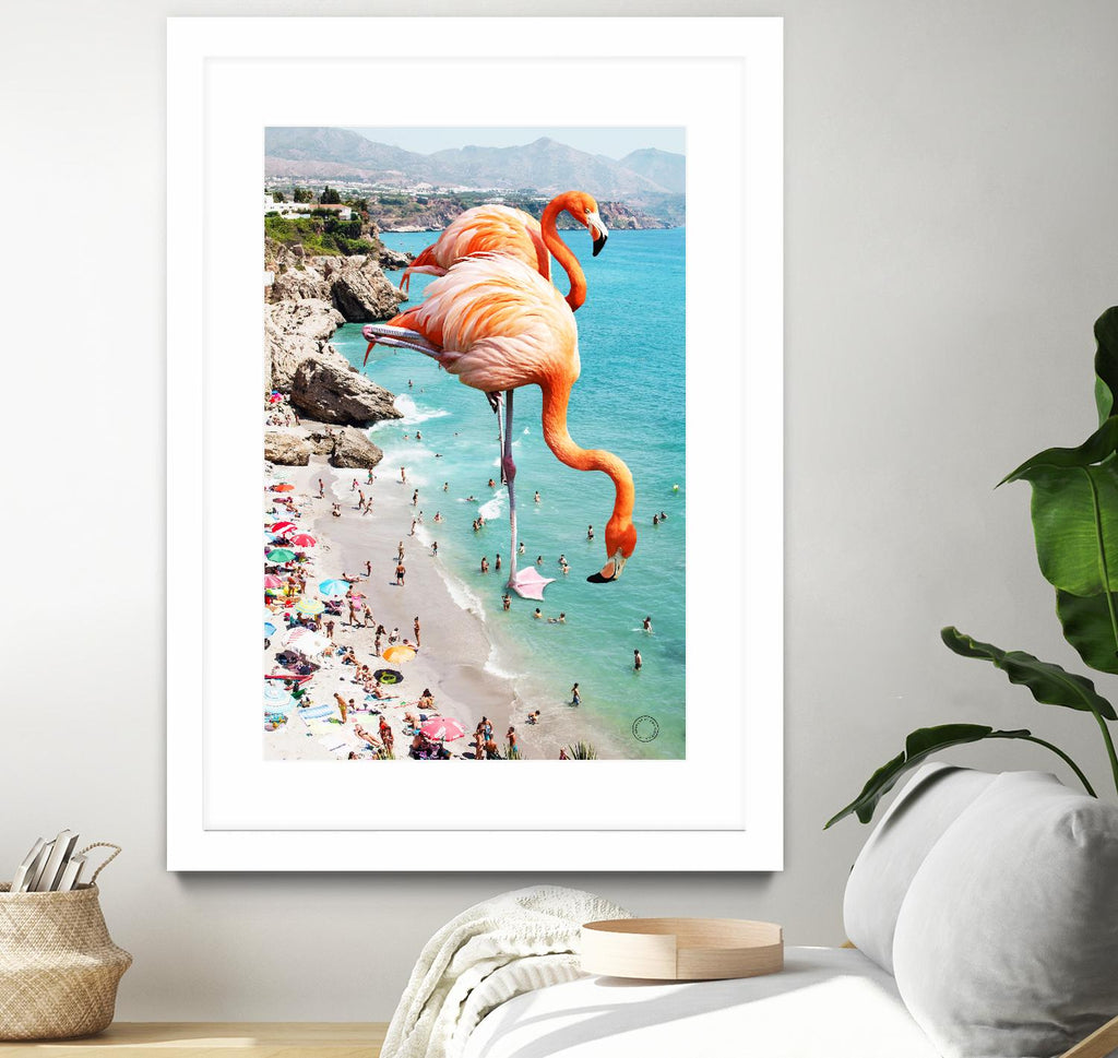 Flamingos on the beach by 83  oranges on GIANT ART - orange digital beach