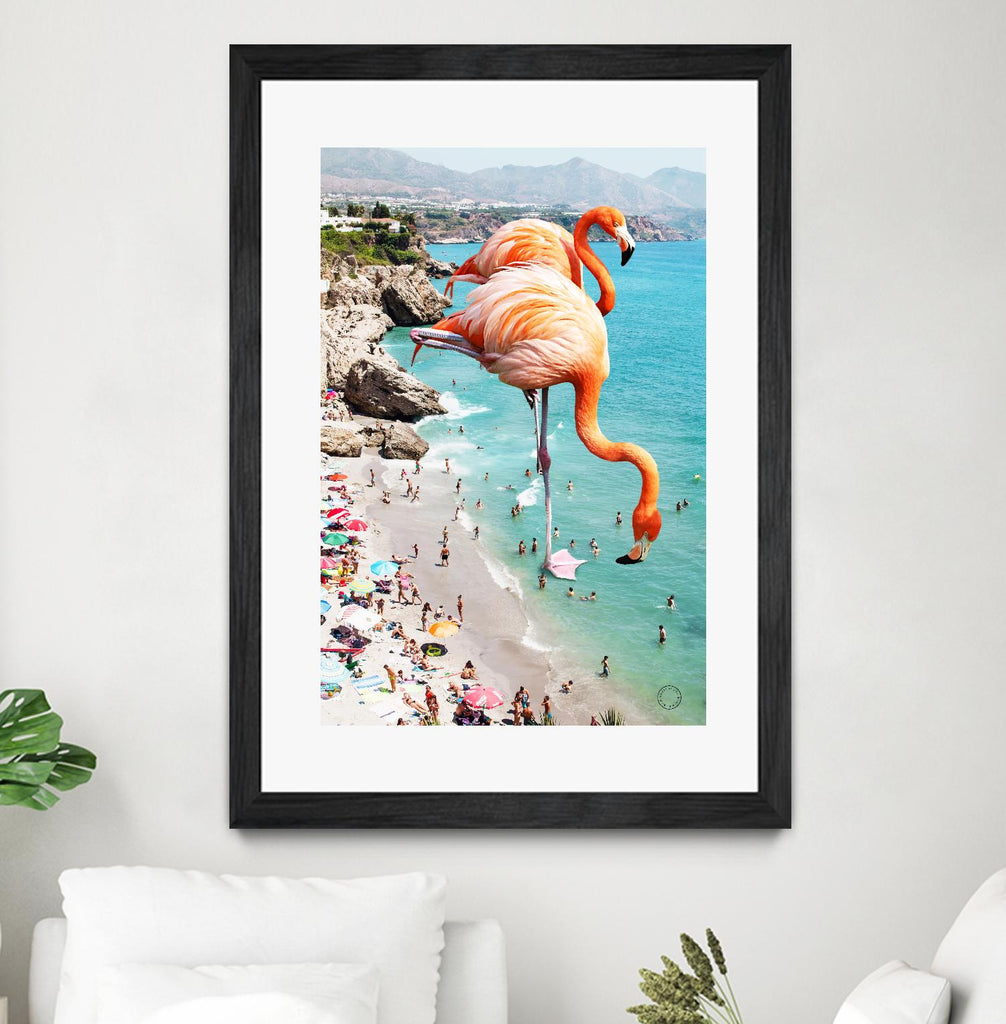 Flamingos on the beach by 83  oranges on GIANT ART - orange digital beach