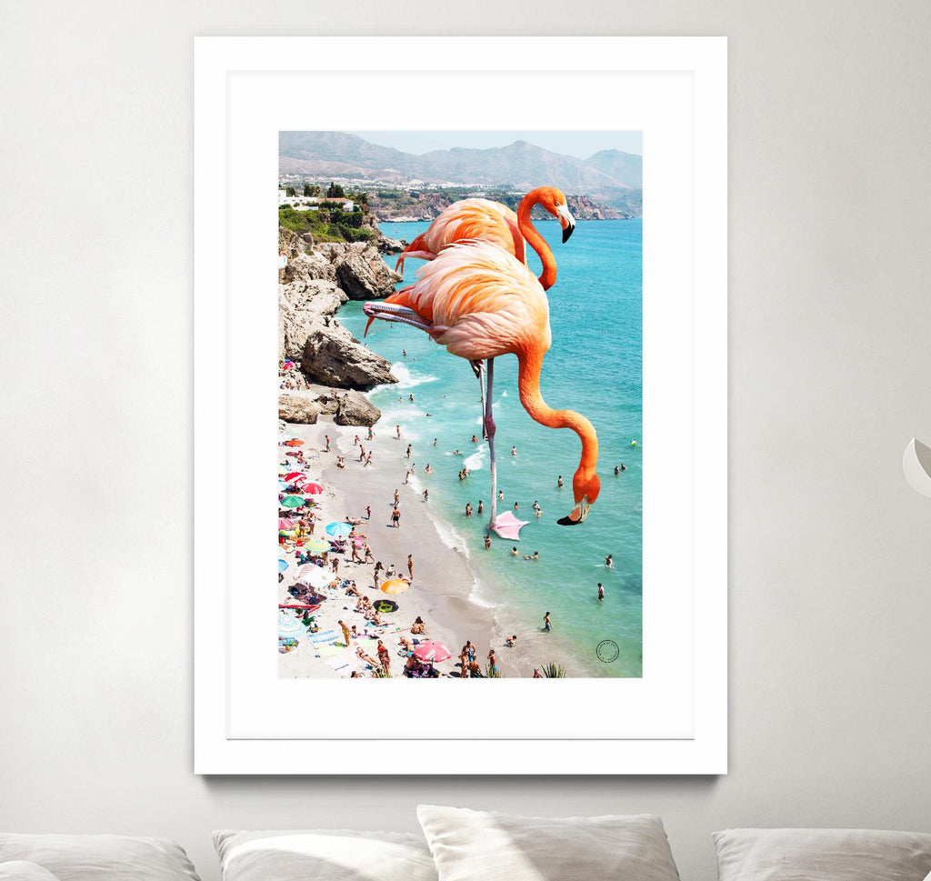 Flamingos on the beach by 83  oranges on GIANT ART - orange digital beach