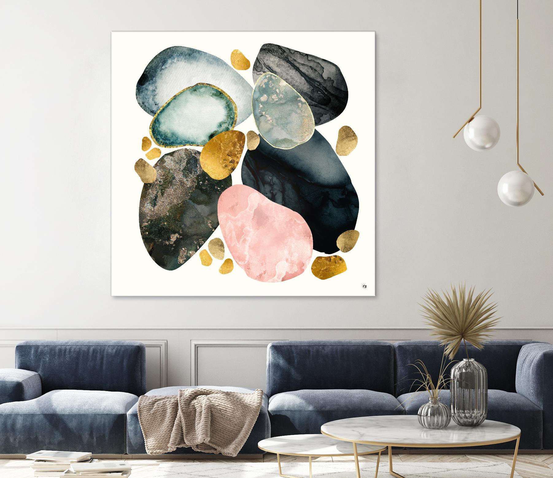 Pebble Abstract by SpaceFrog Designs on GIANT ART - gold shapes