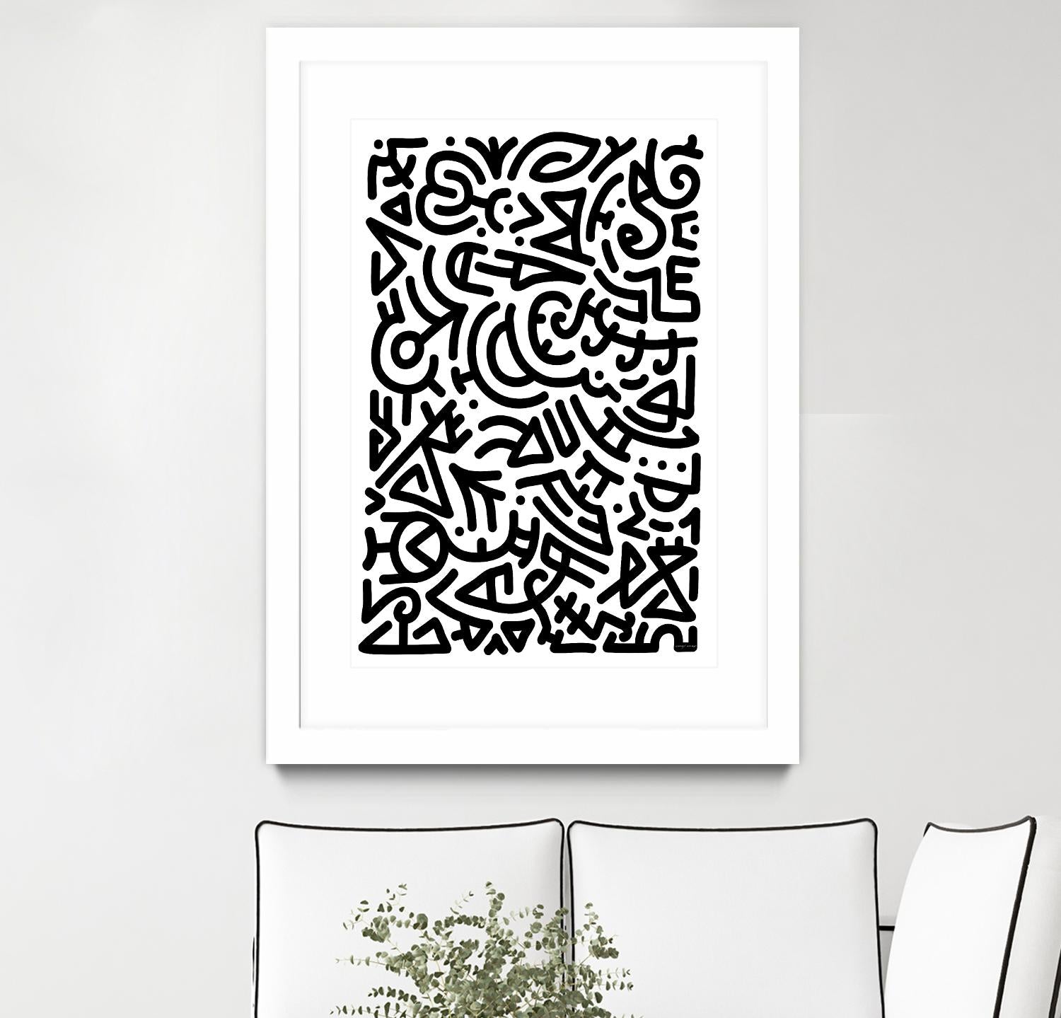 Bold Black Marker Doodle Lines by Bicone on GIANT ART