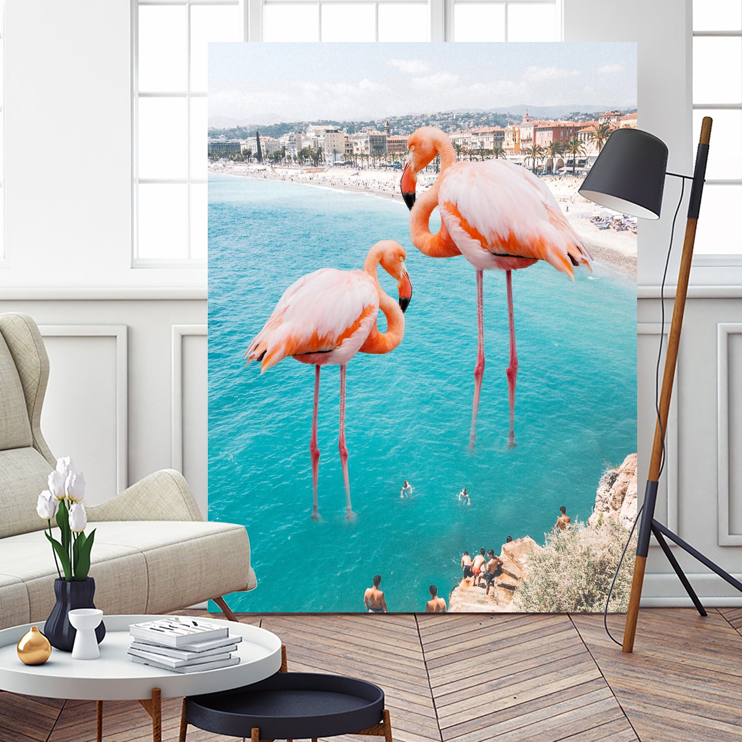 Flamingo on City Beach by Creativeaxle on GIANT ART