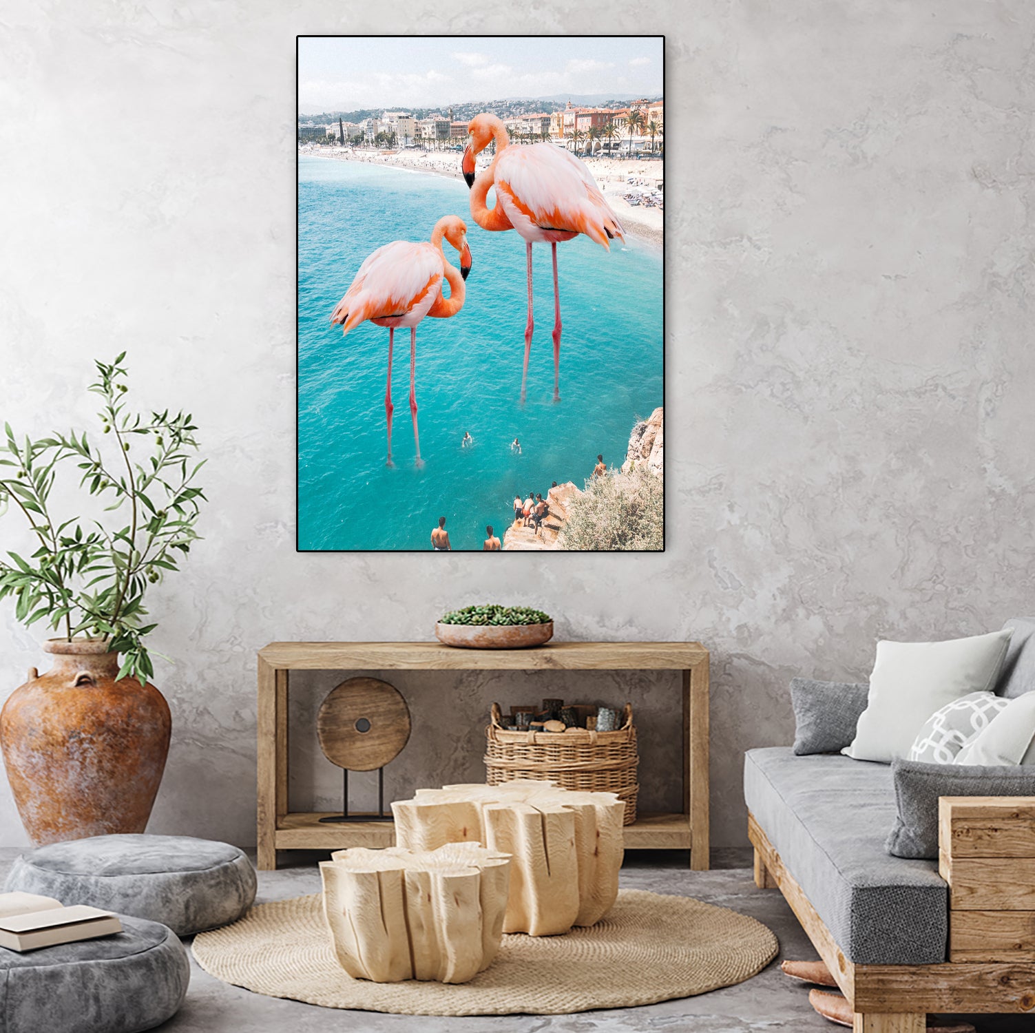 Flamingo on City Beach by Creativeaxle on GIANT ART