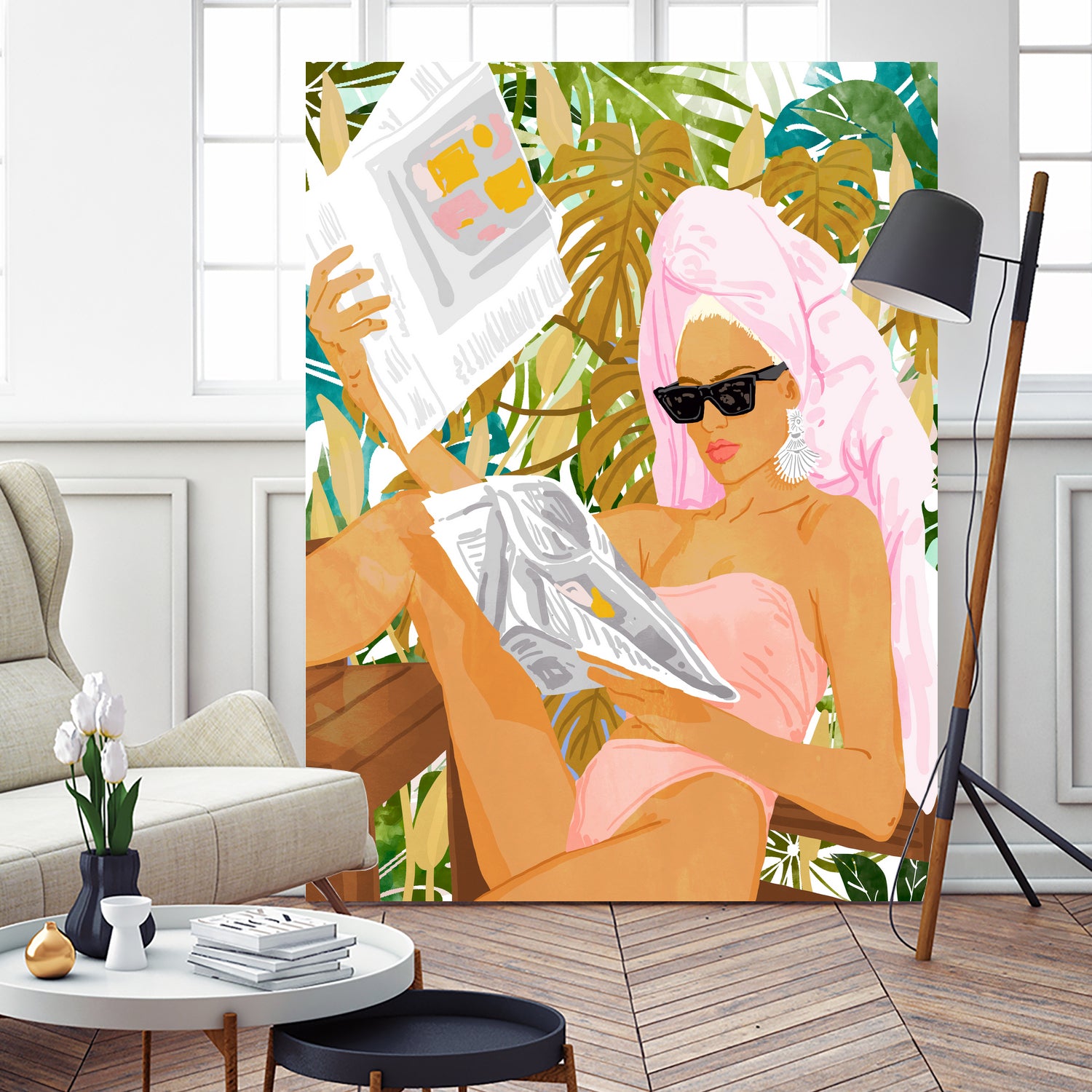 Vacay News by 83 Oranges on GIANT ART - white digital women reading 