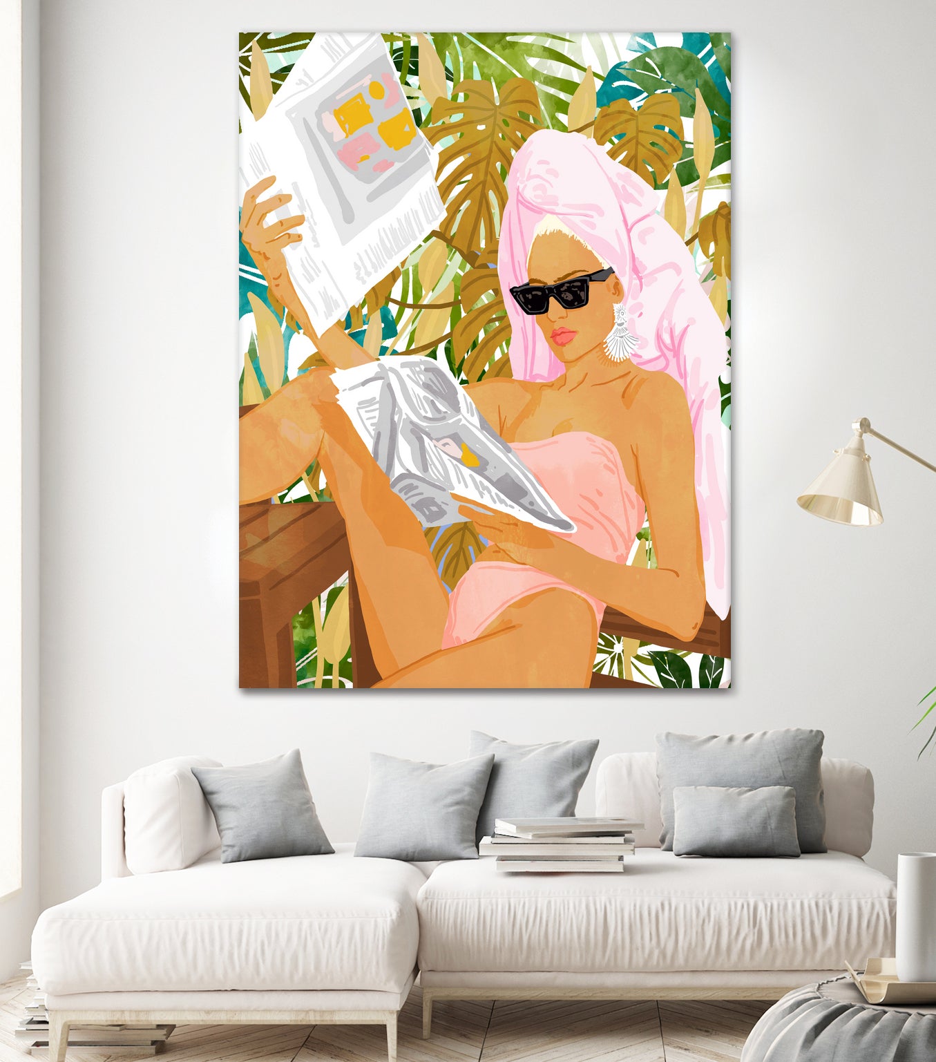 Vacay News by 83 Oranges on GIANT ART - white digital women reading 