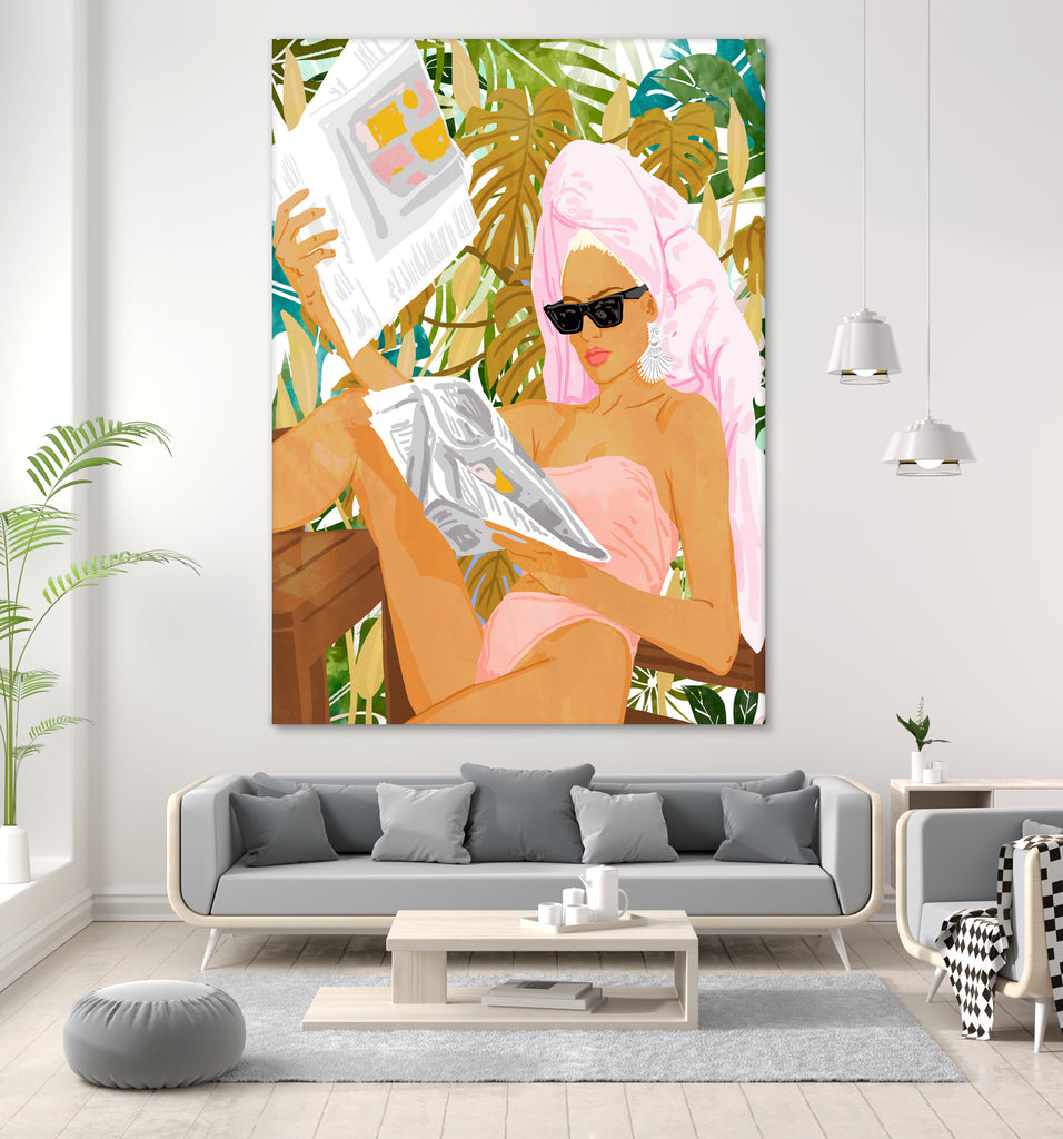 Vacay News by 83 Oranges on GIANT ART - white digital women reading 