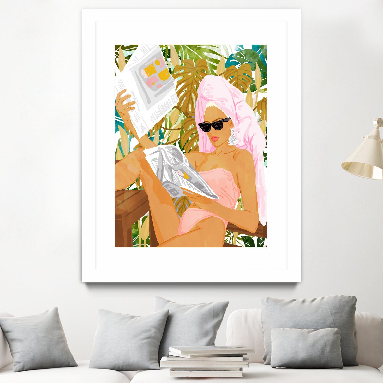 Vacay News by 83 Oranges on GIANT ART - white digital women reading 