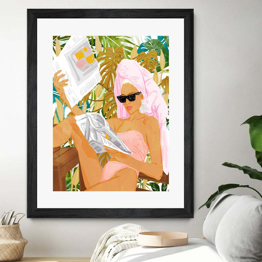 Vacay News by 83 Oranges on GIANT ART - white digital women reading 