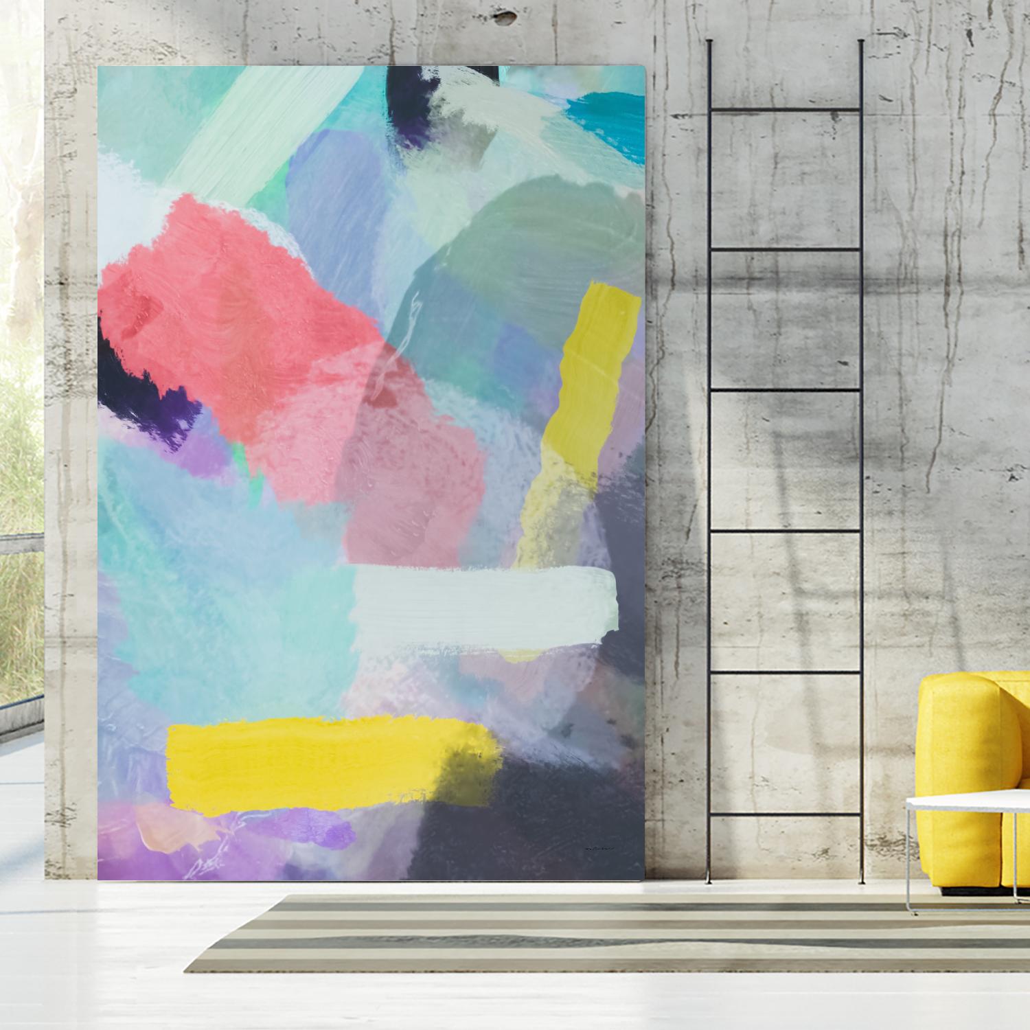 brush painting texture abstract in blue pink yellow green by mrvell on GIANT ART