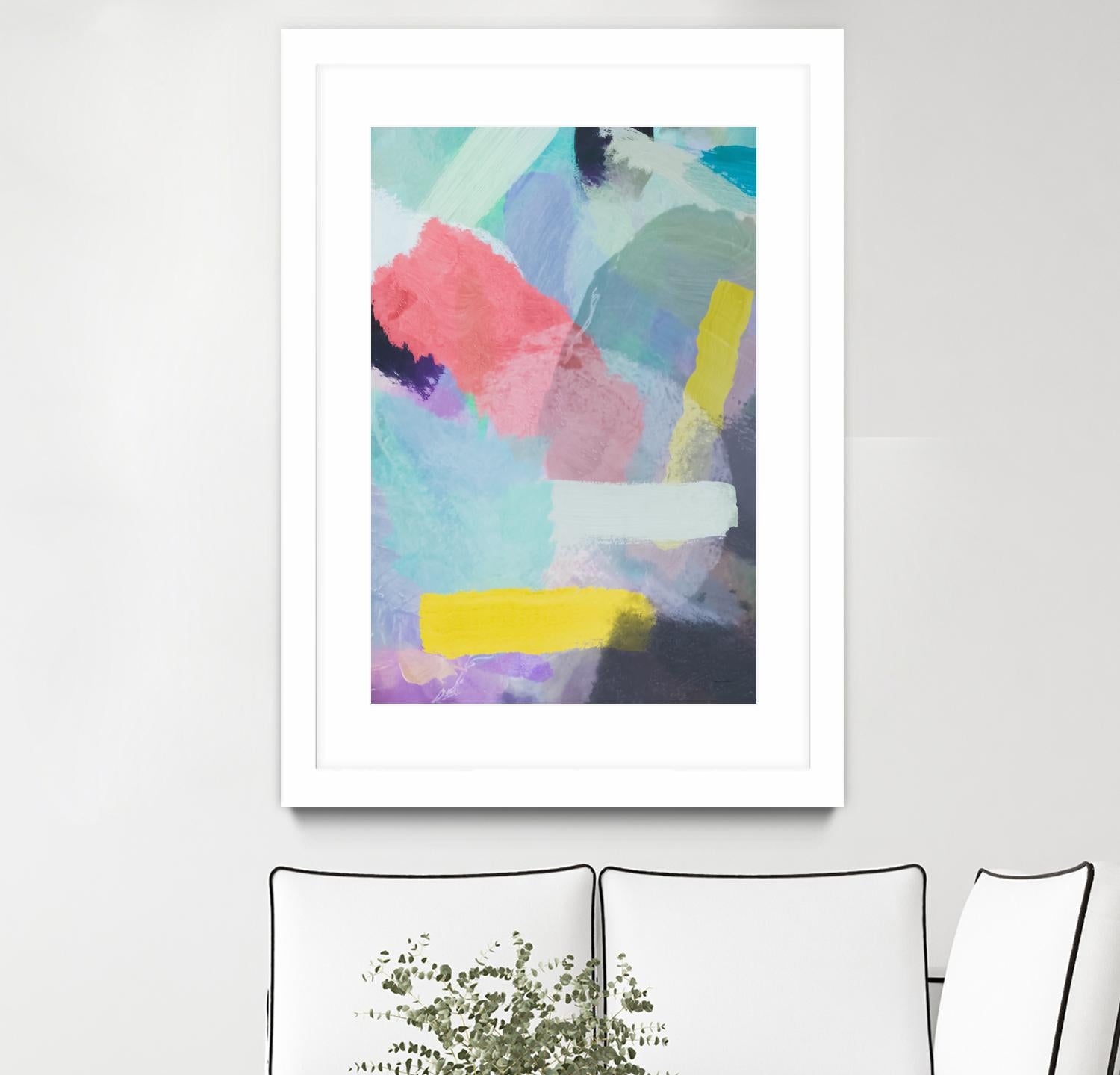 brush painting texture abstract in blue pink yellow green by mrvell on GIANT ART