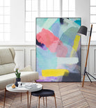 brush painting texture abstract in blue pink yellow green by mrvell on GIANT ART