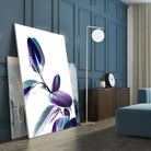 Minimal Rubber foliage in Blue and Purple on White by Dominique Vari on GIANT ART