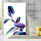 Minimal Rubber foliage in Blue and Purple on White by Dominique Vari on GIANT ART