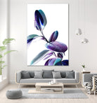 Minimal Rubber foliage in Blue and Purple on White by Dominique Vari on GIANT ART