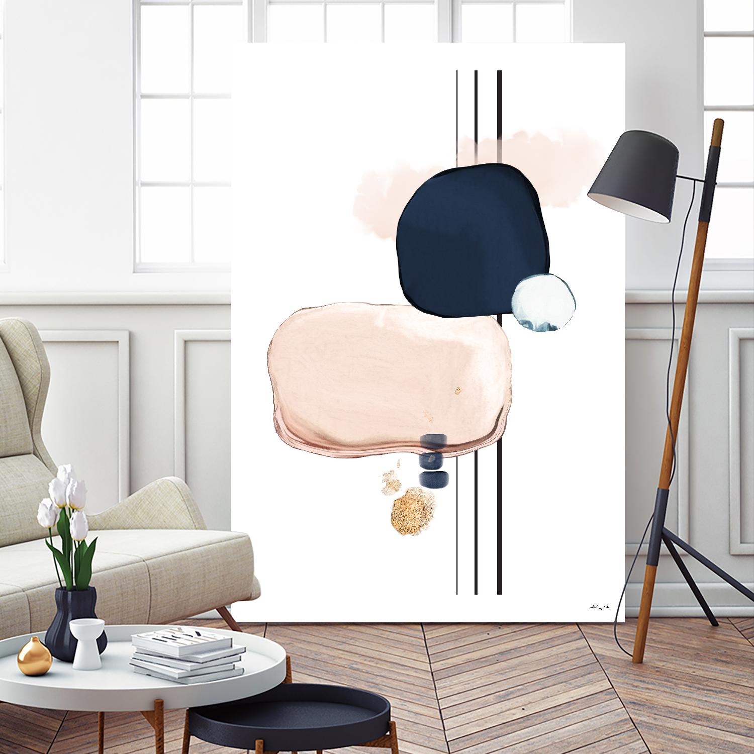 Abstract Study Blush and Navy Blue by Nordic Print Studio on GIANT ART