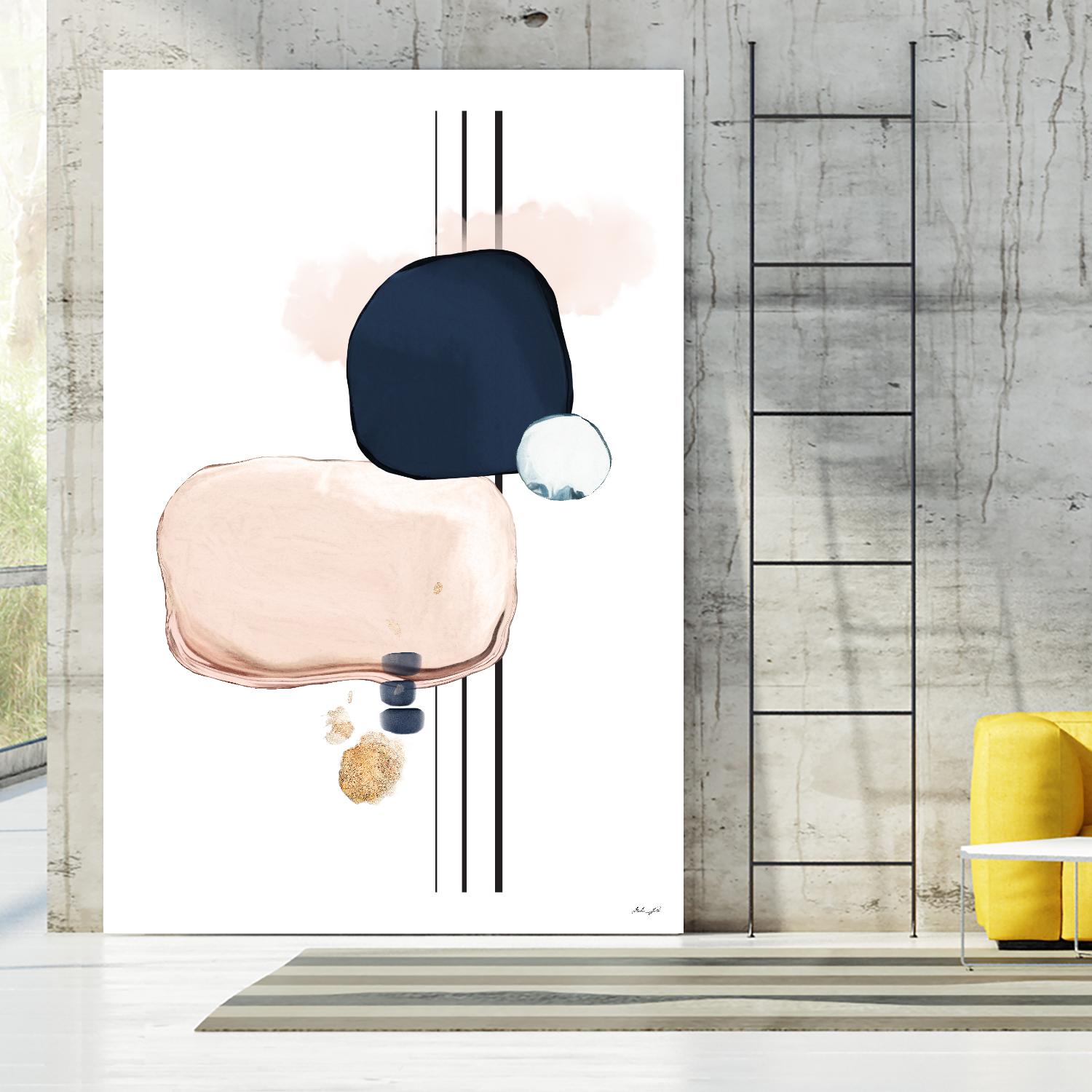 Abstract Study Blush and Navy Blue by Nordic Print Studio on GIANT ART