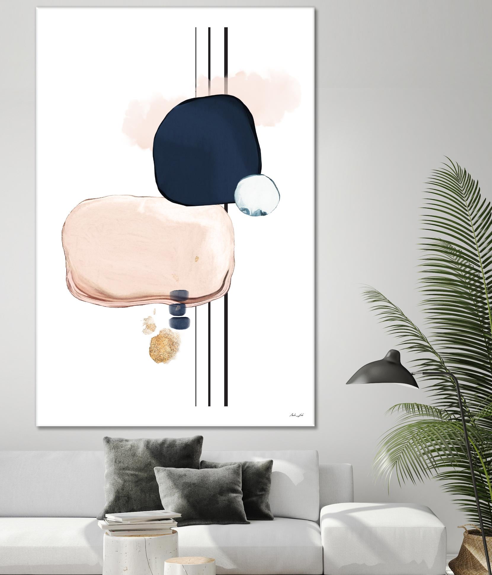 Abstract Study Blush and Navy Blue by Nordic Print Studio on GIANT ART