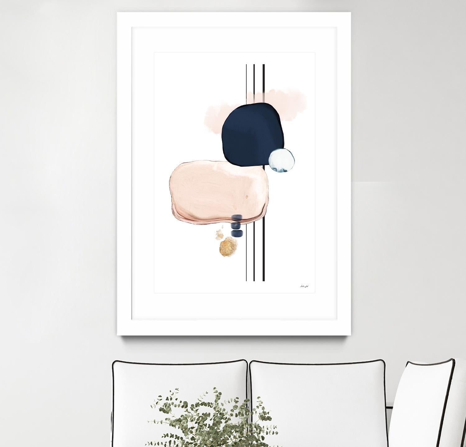 Abstract Study Blush and Navy Blue by Nordic Print Studio on GIANT ART