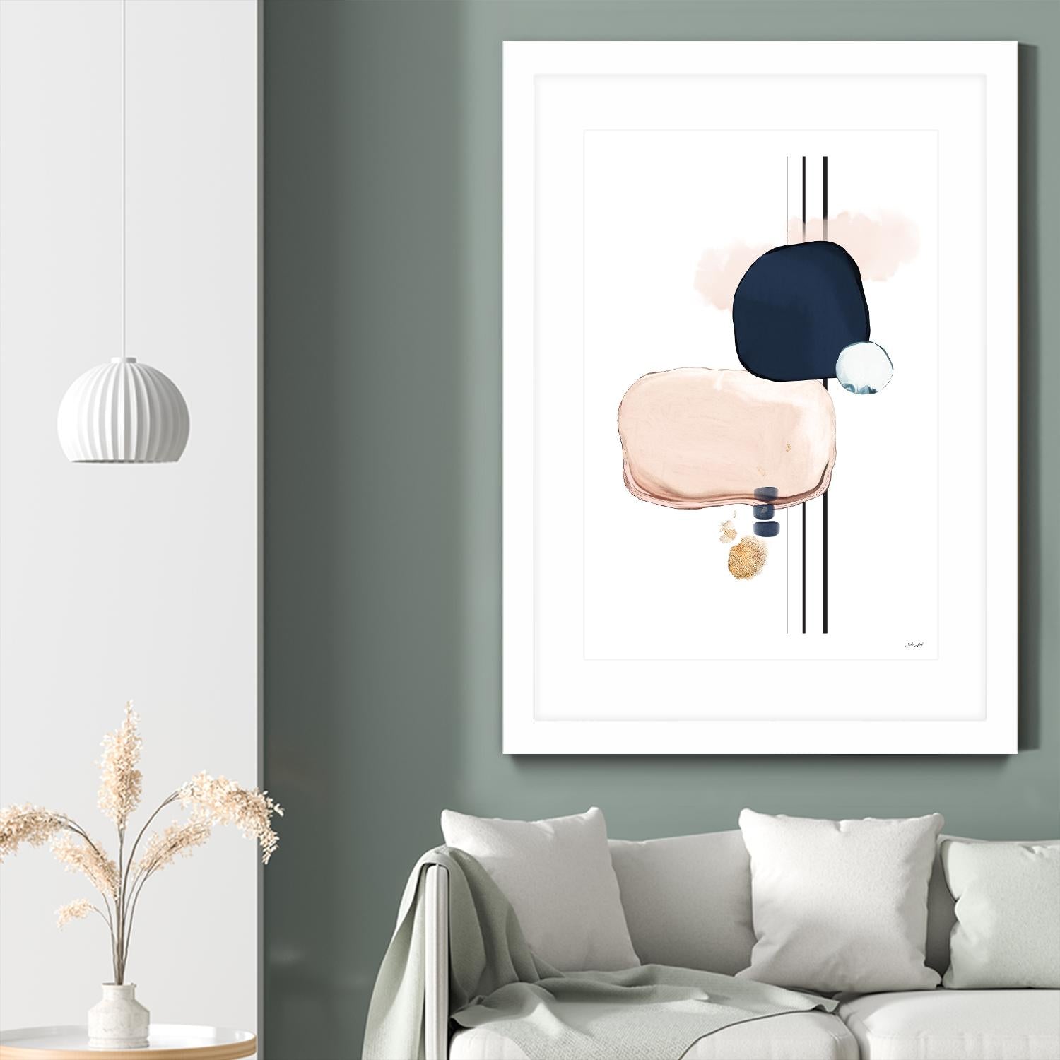 Abstract Study Blush and Navy Blue by Nordic Print Studio on GIANT ART