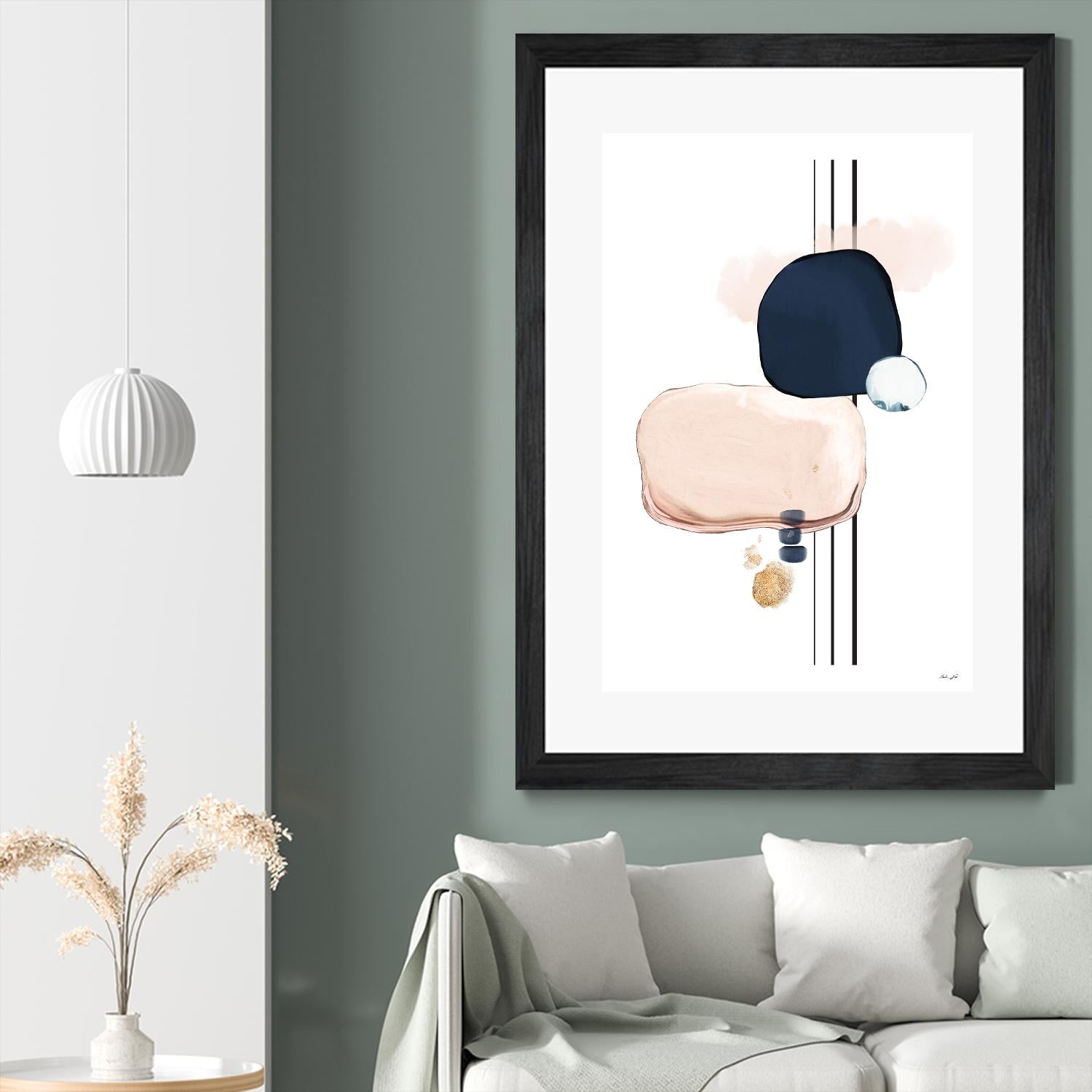 Abstract Study Blush and Navy Blue by Nordic Print Studio on GIANT ART