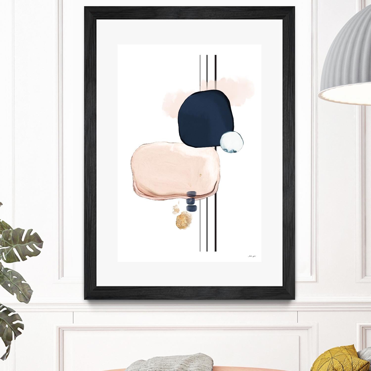 Abstract Study Blush and Navy Blue by Nordic Print Studio on GIANT ART