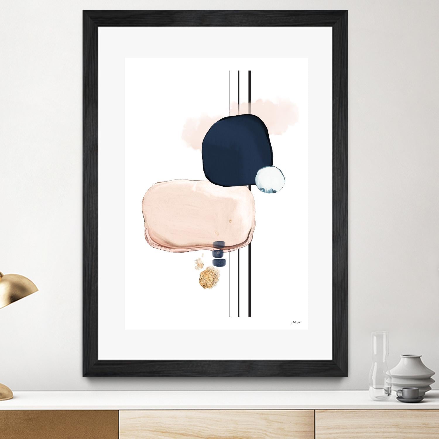 Abstract Study Blush and Navy Blue by Nordic Print Studio on GIANT ART