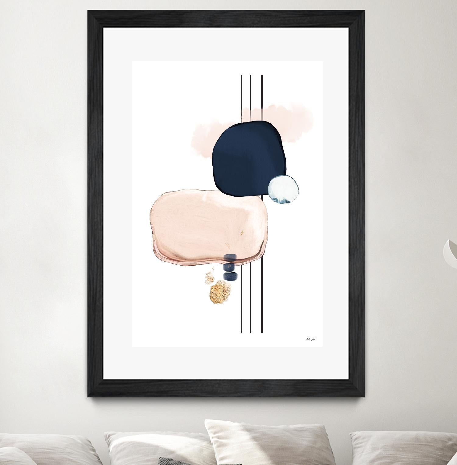 Abstract Study Blush and Navy Blue by Nordic Print Studio on GIANT ART