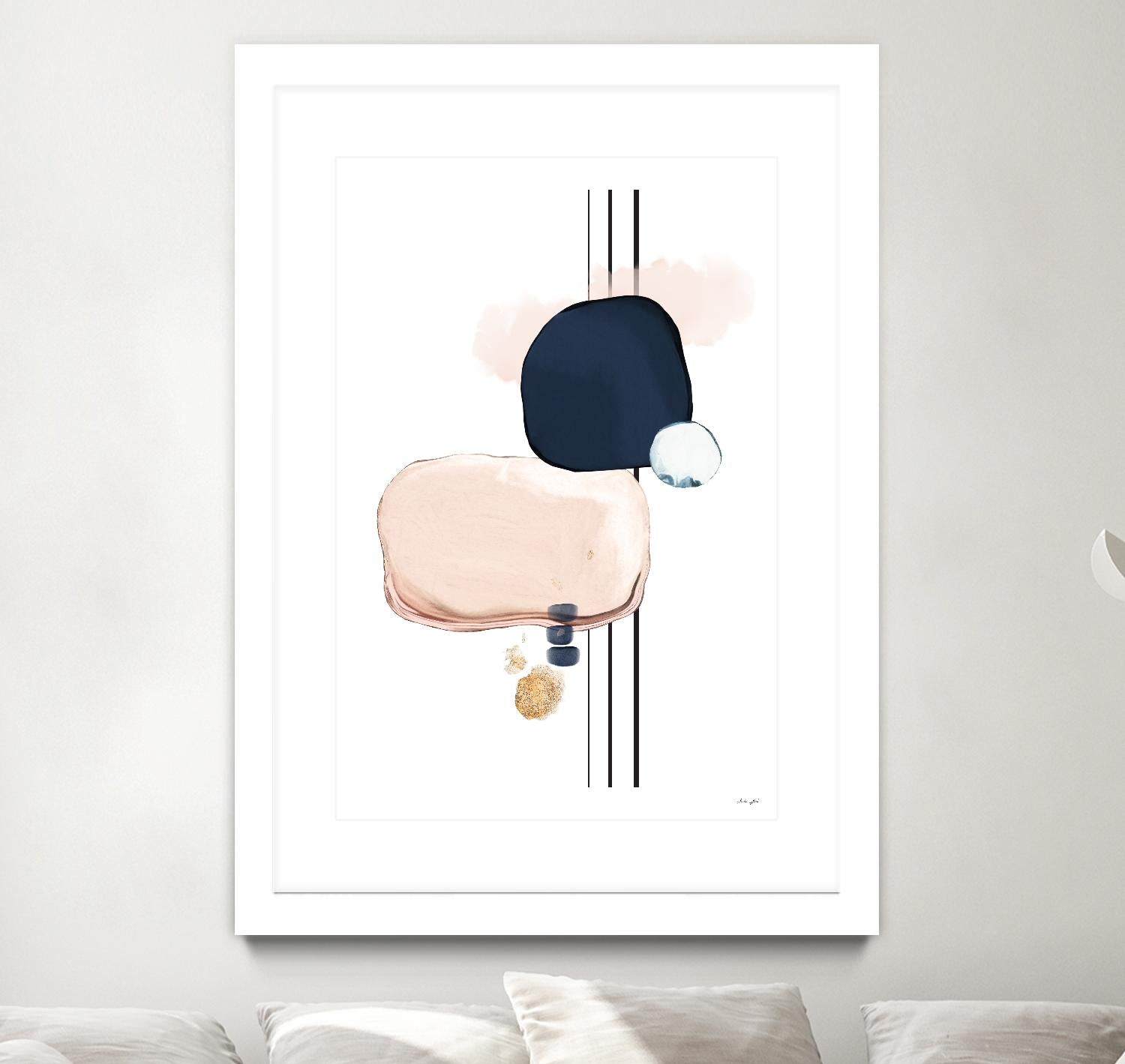 Abstract Study Blush and Navy Blue by Nordic Print Studio on GIANT ART