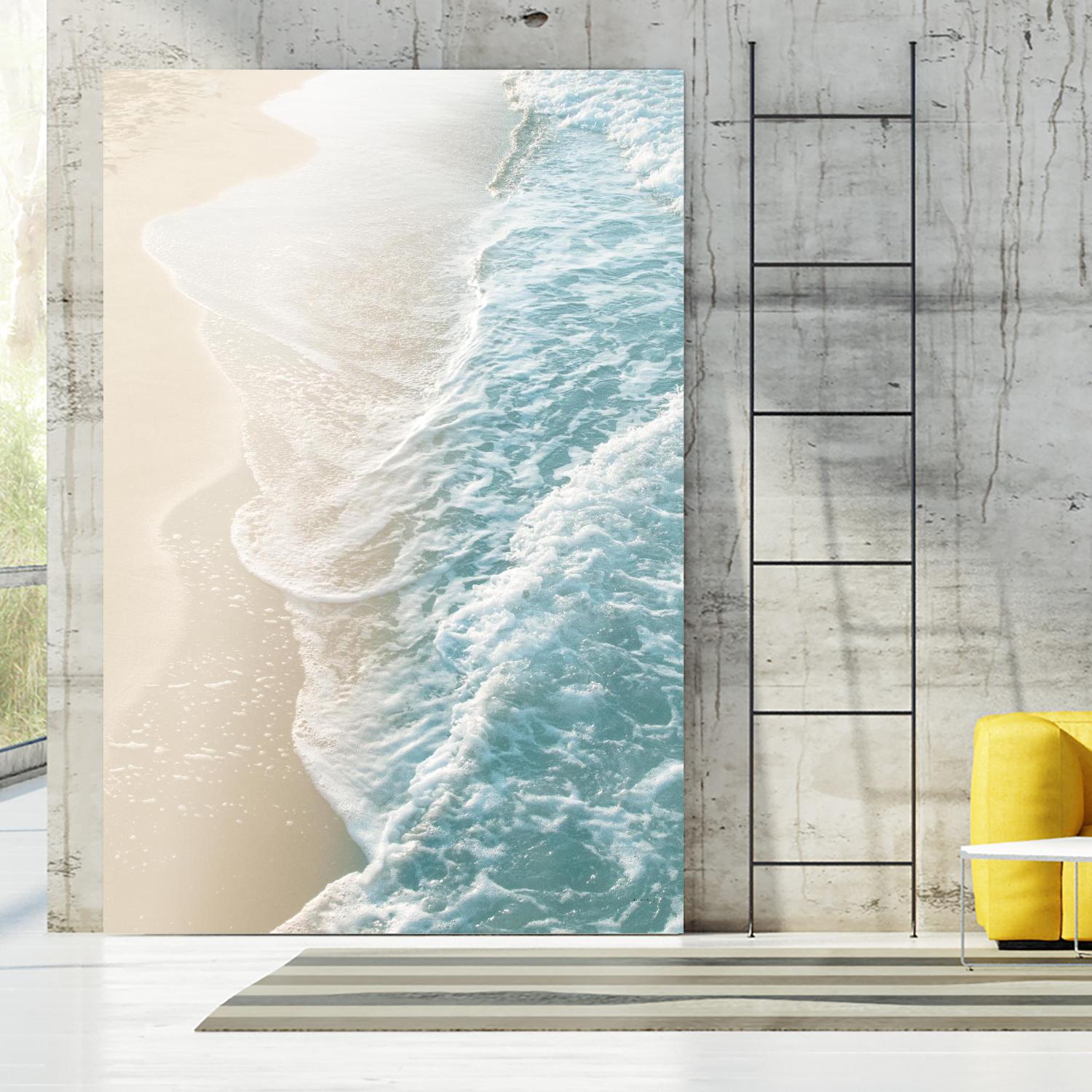 Soft Teal Gold Ocean Dream Waves #1  by Anita's & Bella's Art on GIANT ART - beige coastal sand