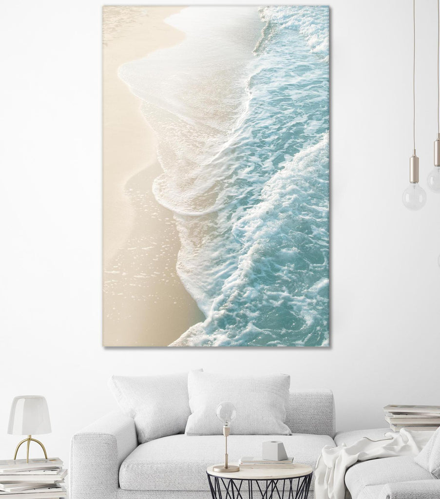 Soft Teal Gold Ocean Dream Waves #1  by Anita's & Bella's Art on GIANT ART - beige coastal sand