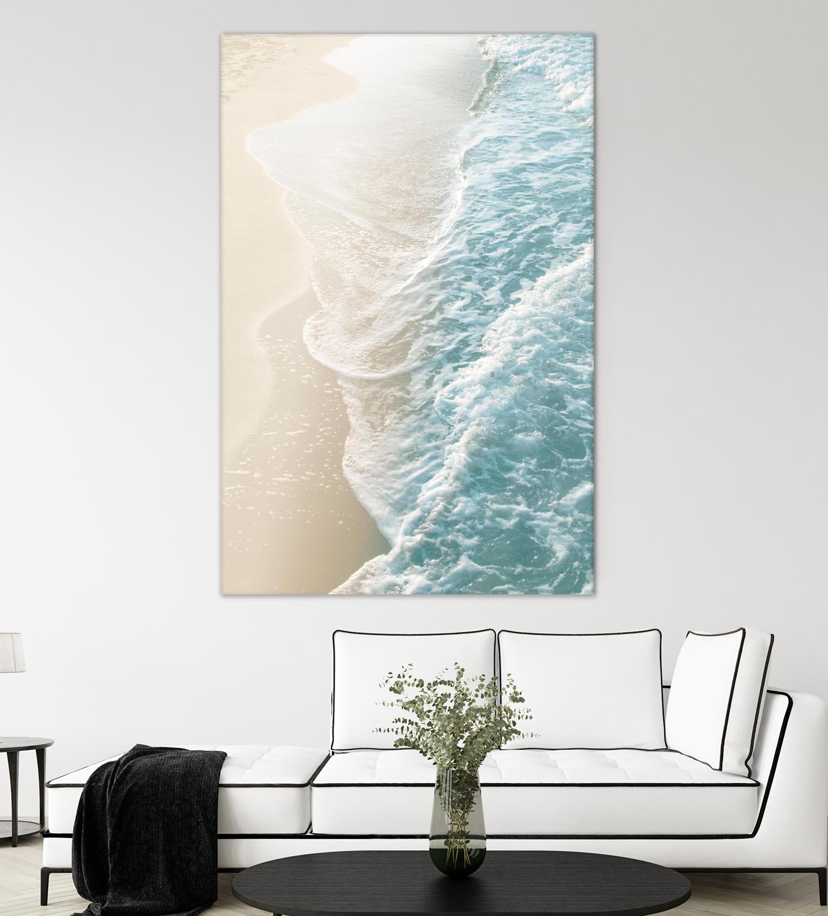 Soft Teal Gold Ocean Dream Waves #1  by Anita's & Bella's Art on GIANT ART - beige coastal sand